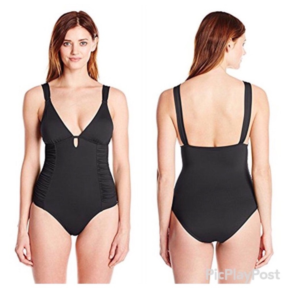 Lark & Ro Swimsuit Black One Piece Size Medium